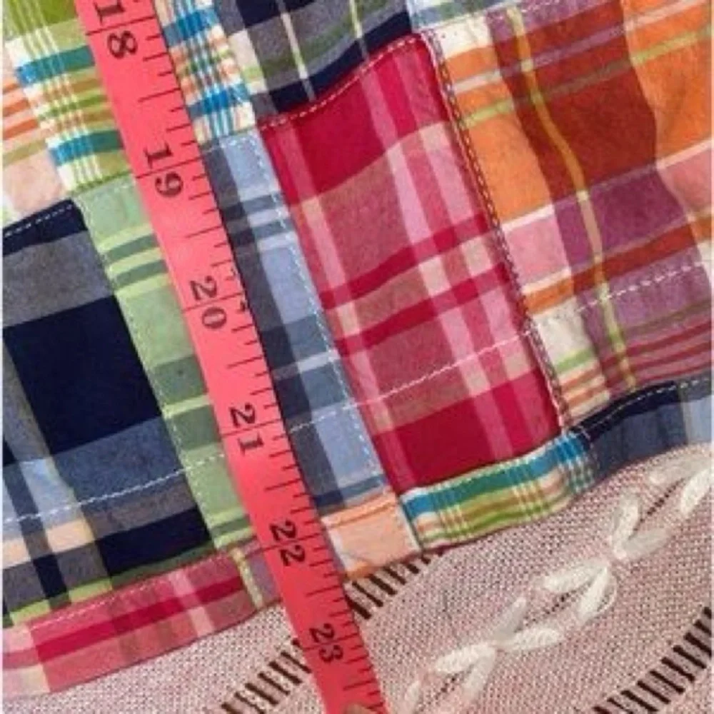 L.L.Bean Favorite Fit Patchwork Madras Plaid Skirt Multicolor Cotton Size 4 - Picture 10 of 12